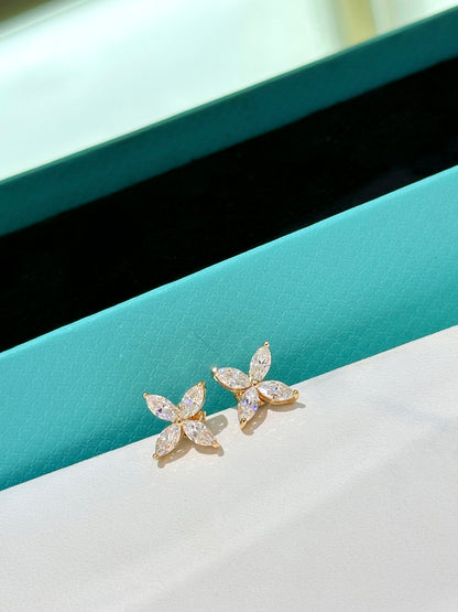 [Together Jewelry]Tiffany Victoria Collection Rose Gold Clover Diamond Stud Earrings