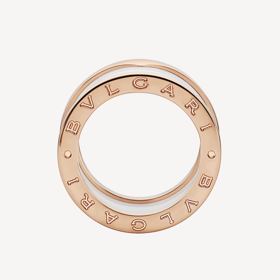 [Together Jewelry]ZERO 1 FOUR-BAND LOOPS AND WHITE CERAMIC SPIRAL PINK GOLD RING