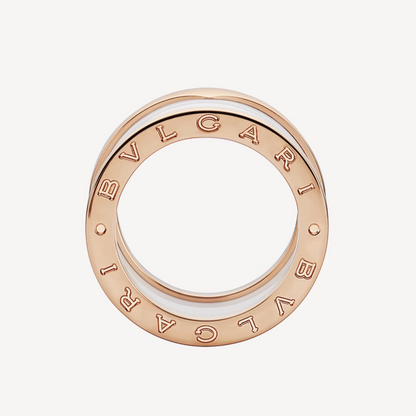 [Together Jewelry]ZERO 1 FOUR-BAND LOOPS AND WHITE CERAMIC SPIRAL PINK GOLD RING