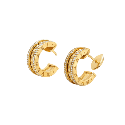 [Together Jewelry]ZERO 1 ROCK GOLD EARRINGS WITH STUDDED SPIRAL AND PAVED DIAMONDS