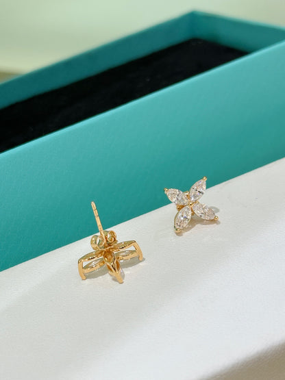 [Together Jewelry]Tiffany Victoria Collection Rose Gold Clover Diamond Stud Earrings