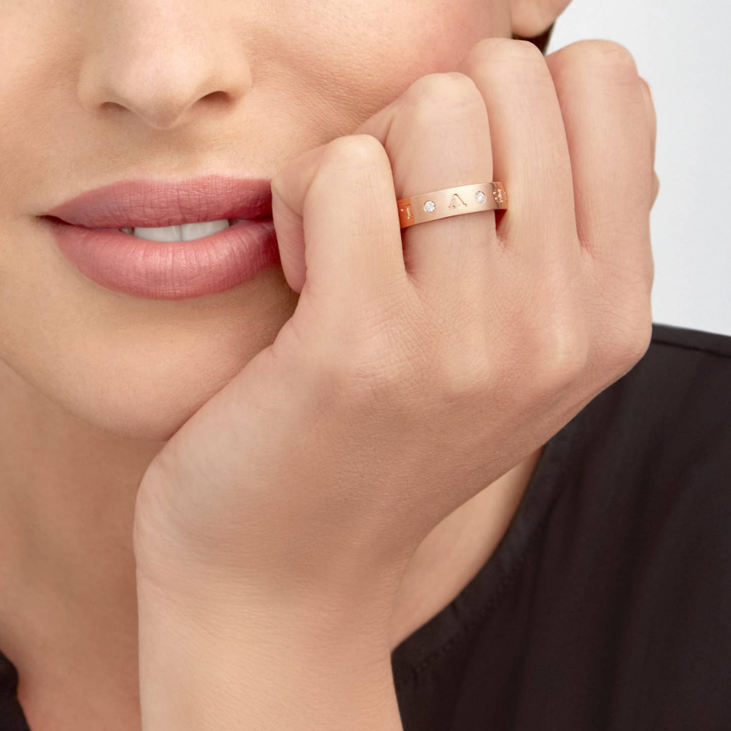 [Together Jewelry]ZERO 1 ESSENTIAL PINK GOLD BAND WITH DIAMONDS RING