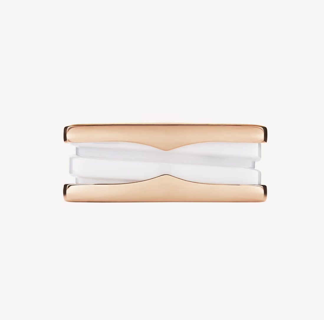 [Together Jewelry]ZERO 1 TWO-BAND LOOPS AND WHITE CERAMIC SPIRAL PINK GOLD RING