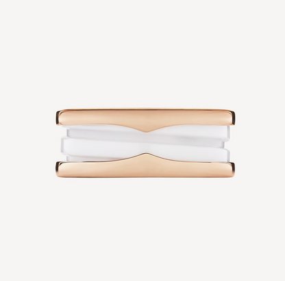 [Together Jewelry]ZERO 1 TWO-BAND LOOPS AND WHITE CERAMIC SPIRAL PINK GOLD RING