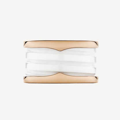 [Together Jewelry]ZERO 1 FOUR-BAND LOOPS AND WHITE CERAMIC SPIRAL PINK GOLD RING