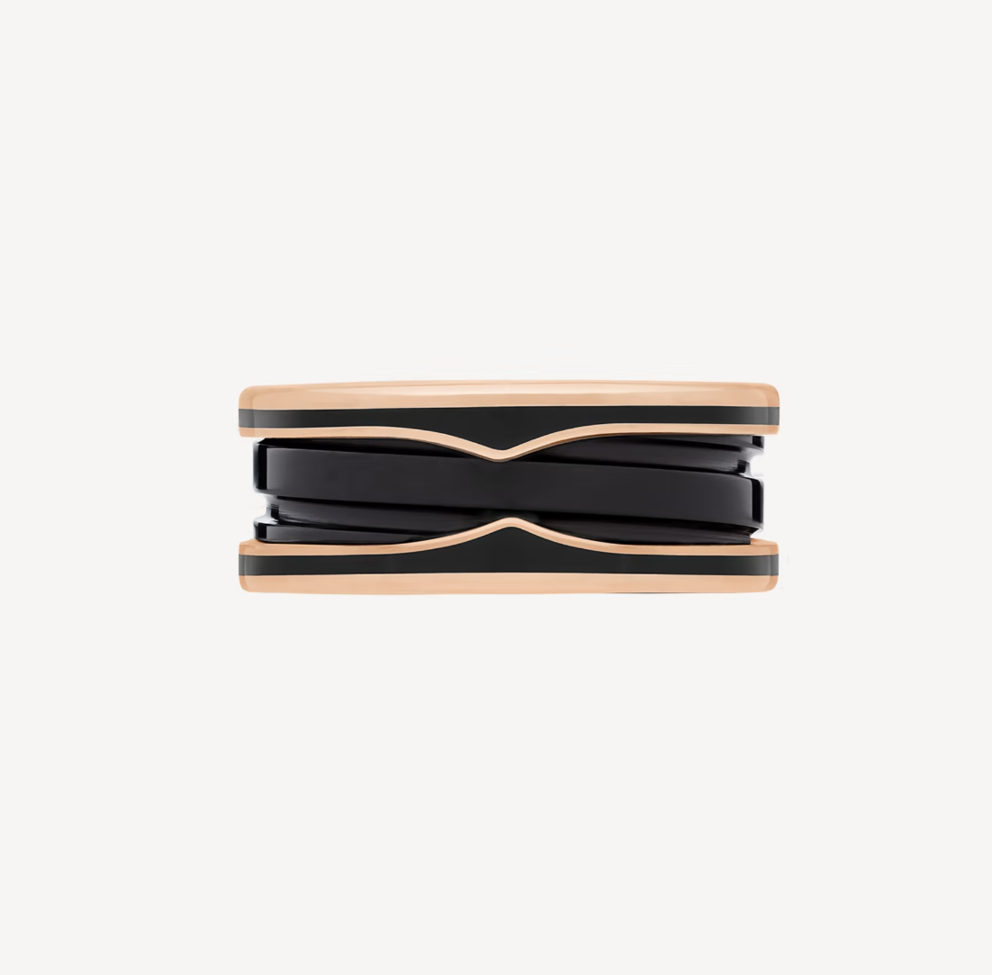 [Together Jewelry]ZERO 1 TWO-BAND WITH MATTE BLACK CERAMIC PINK GOLD RING