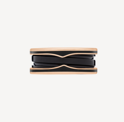 [Together Jewelry]ZERO 1 TWO-BAND WITH MATTE BLACK CERAMIC PINK GOLD RING