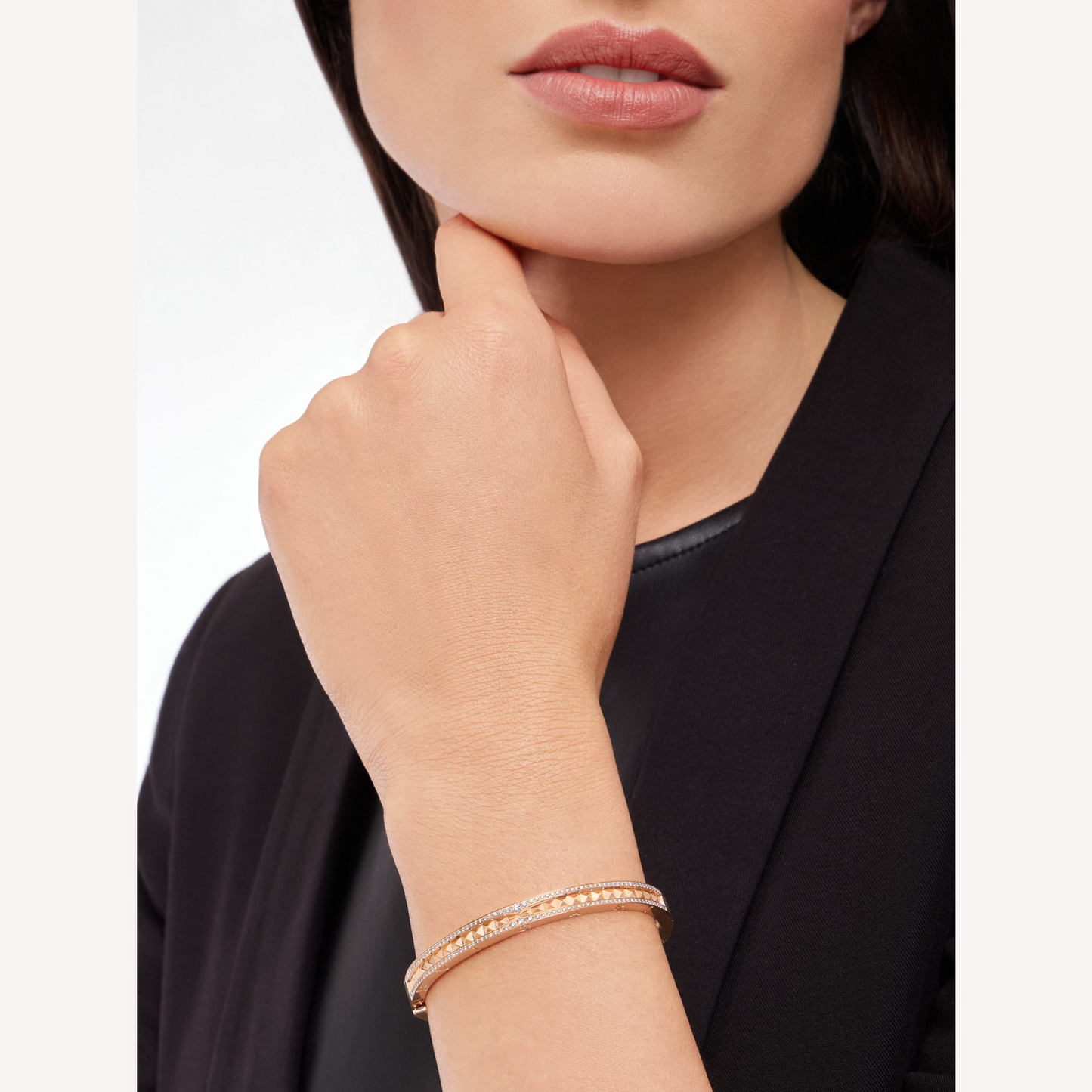 [Together Jewelry]ZERO 1 SPIRAL AND PAVED DIAMOND PINK GOLD BRACELET