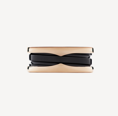 [Together Jewelry]ZERO 1 TWO-BAND LOOPS AND BLACK CERAMIC PINK GOLD RING