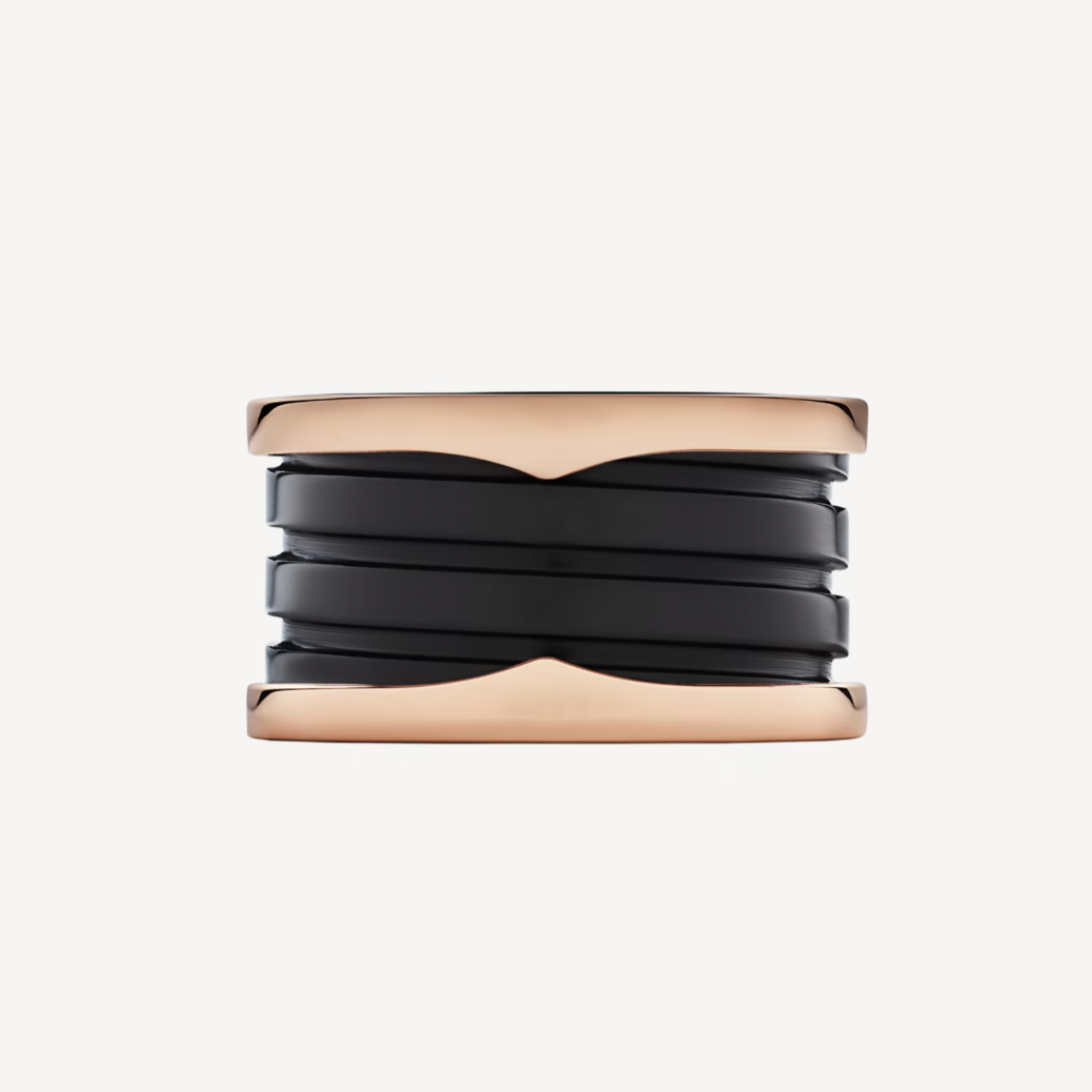 [Together Jewelry]ZERO 1 FOUR-BAND LOOPS AND BLACK CERAMIC SPIRAL PINK GOLD RING