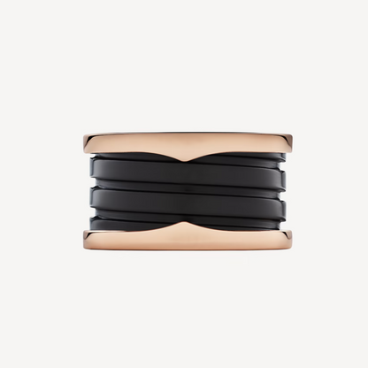 [Together Jewelry]ZERO 1 FOUR-BAND LOOPS AND BLACK CERAMIC SPIRAL PINK GOLD RING