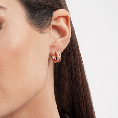 [Together Jewelry]ZERO 1 ROCK GOLD EARRINGS WITH STUDDED SPIRAL AND PAVED DIAMONDS