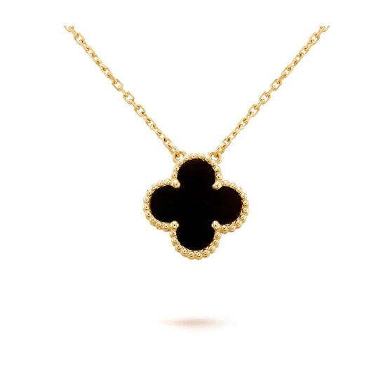 [Together]CLOVER 15MM BLACK ONYX SINGLE FLOWER NECKLACE