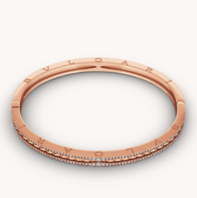[Together Jewelry]ZERO 1 SPIRAL AND PAVED DIAMOND PINK GOLD BRACELET