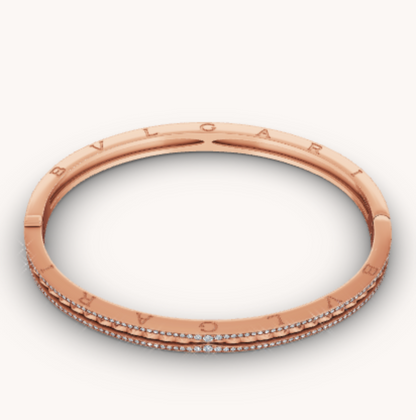 [Together Jewelry]ZERO 1 SPIRAL AND PAVED DIAMOND PINK GOLD BRACELET