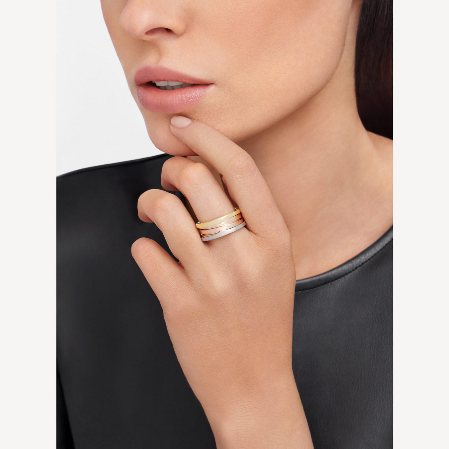 [Together Jewelry]ZERO 1 THREE-BAND ROSE WHITE AND YELLOW RING