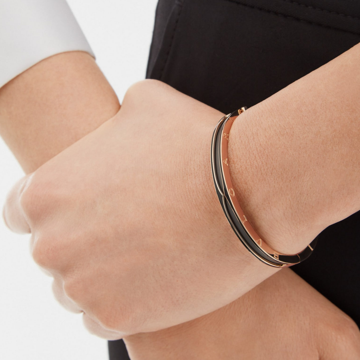 [Together Jewelry]ZERO 1 PINK GOLD WITH MATTE BLACK CERAMIC BRACELET