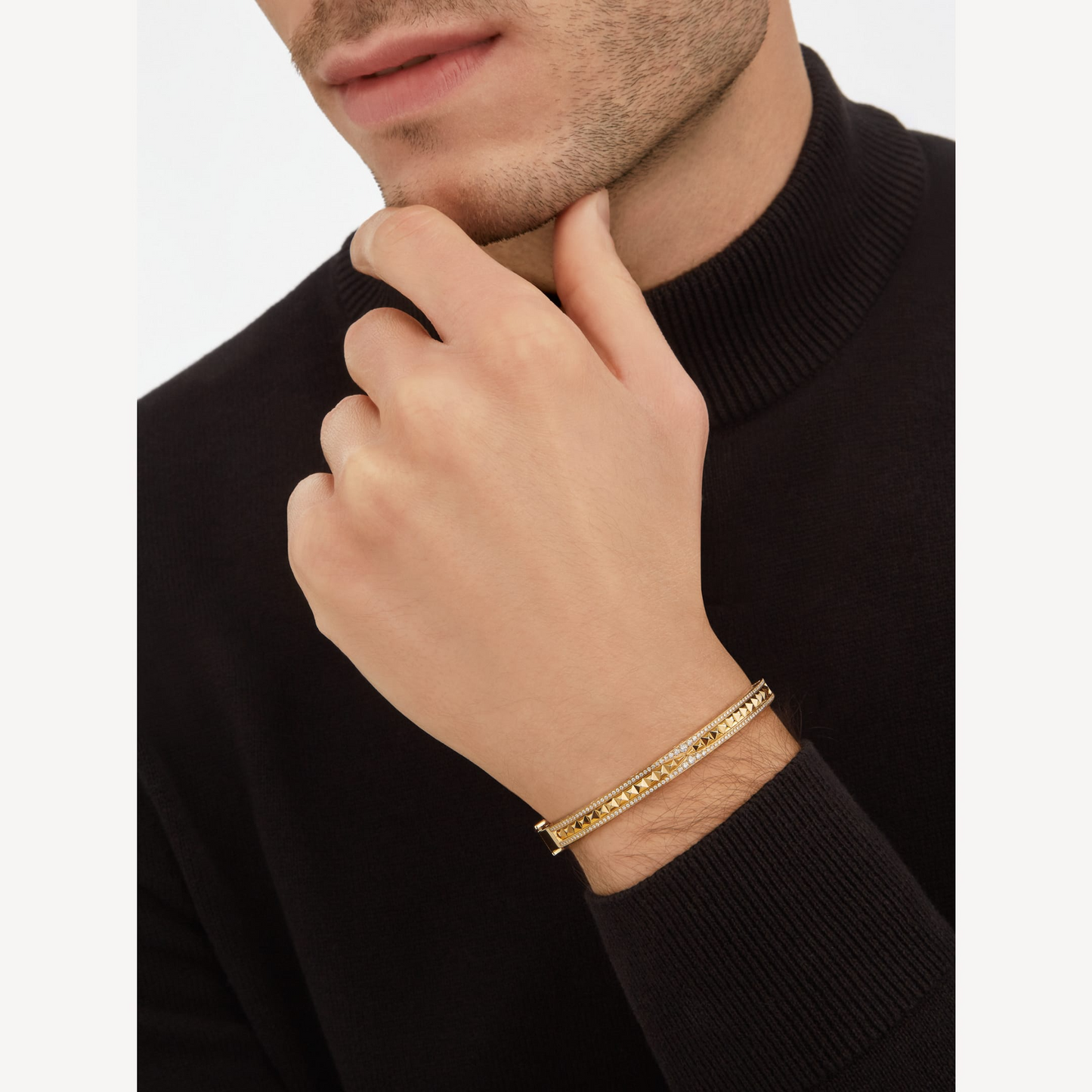 [Together Jewelry]ZERO 1 SPIRAL AND PAVED DIAMOND GOLD BRACELET