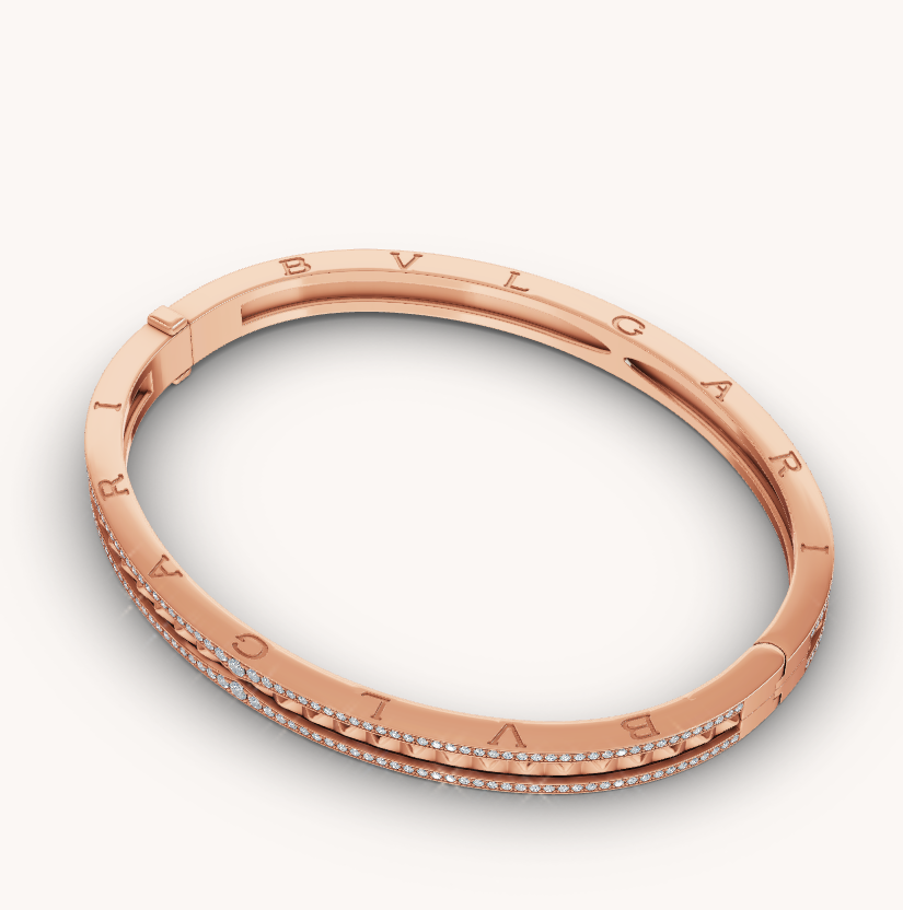 [Together Jewelry]ZERO 1 SPIRAL AND PAVED DIAMOND PINK GOLD BRACELET