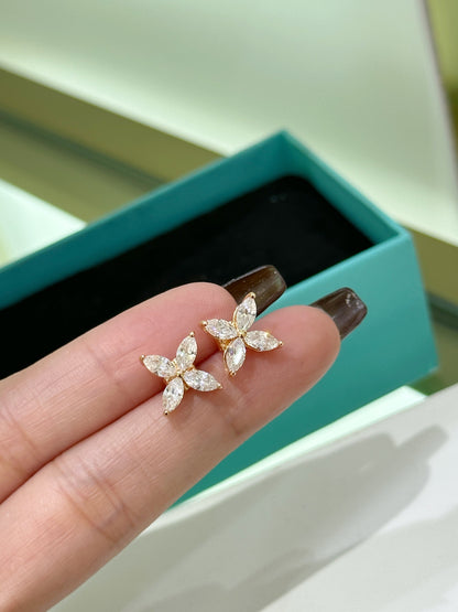 [Together Jewelry]Tiffany Victoria Collection Rose Gold Clover Diamond Stud Earrings