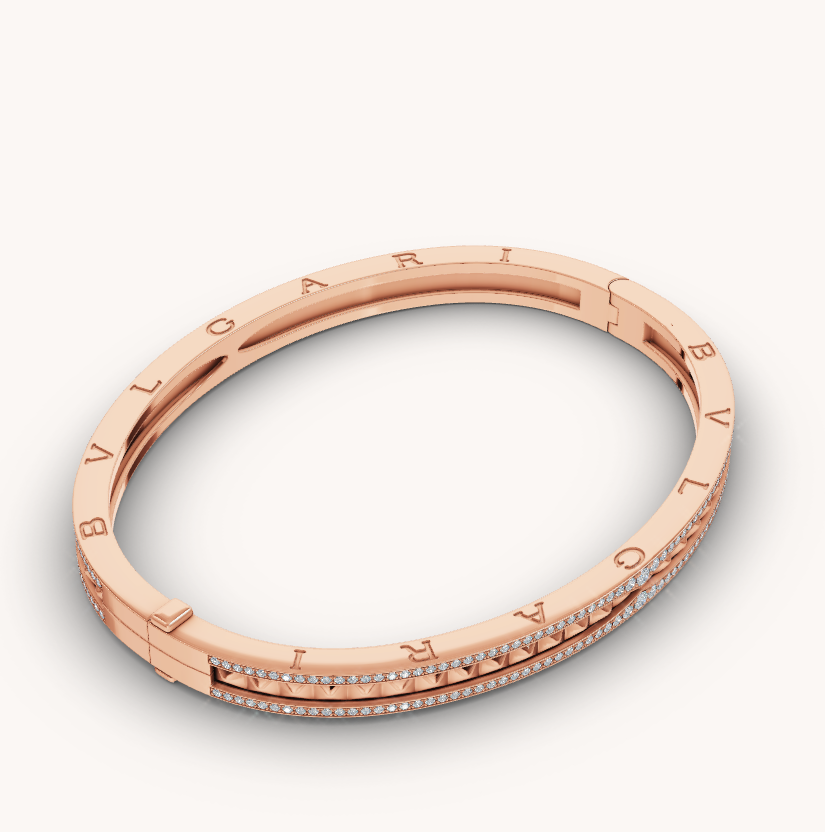[Together Jewelry]ZERO 1 SPIRAL AND PAVED DIAMOND PINK GOLD BRACELET