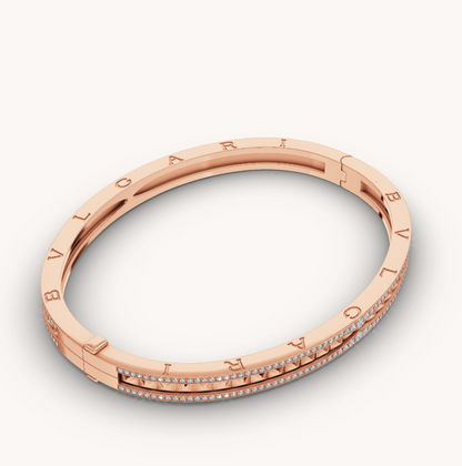 [Together Jewelry]ZERO 1 SPIRAL AND PAVED DIAMOND PINK GOLD BRACELET