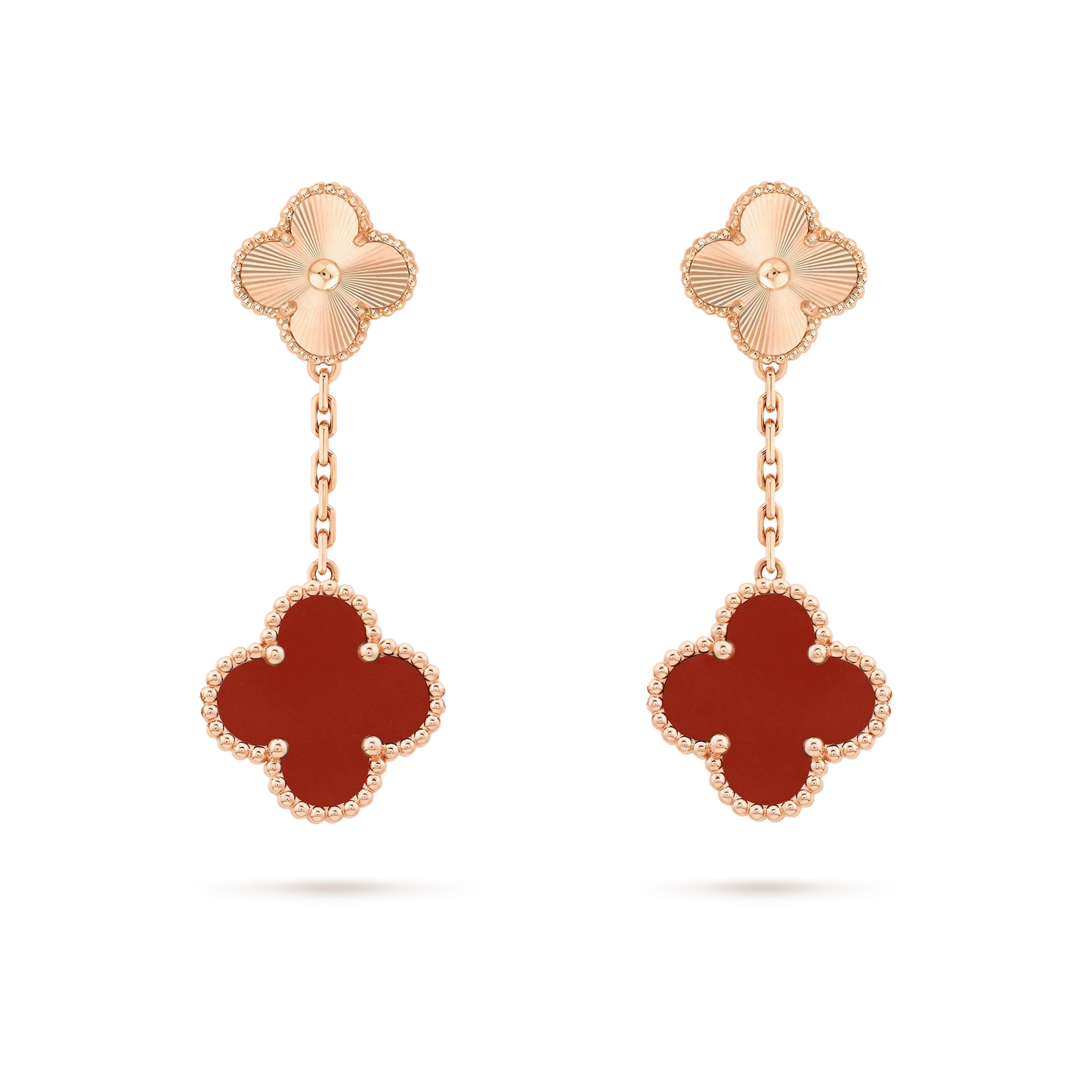 [Together]CLOVER 2 MOTIF  LASER CARNELIAN EARRINGS