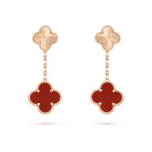 [Together]CLOVER 2 MOTIF  LASER CARNELIAN EARRINGS