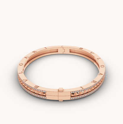 [Together Jewelry]ZERO 1 SPIRAL AND PAVED DIAMOND PINK GOLD BRACELET