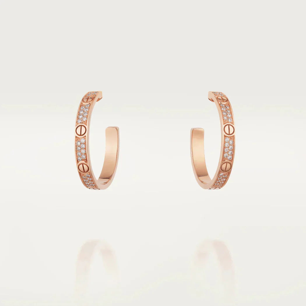 [Together Jewelry]LOVE DIAMOND PINK GOLD HOOP EARRINGS