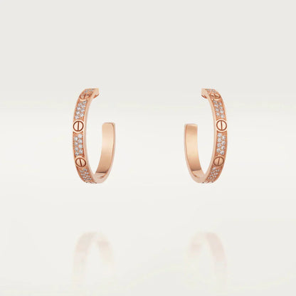 [Together Jewelry]LOVE DIAMOND PINK GOLD HOOP EARRINGS