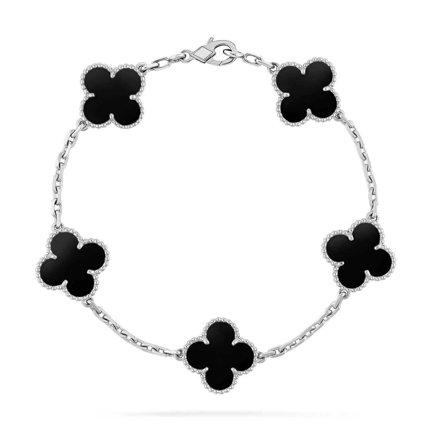 [Together]CLOVER 5 MOTIF ONYXS  BRACELET SILVER