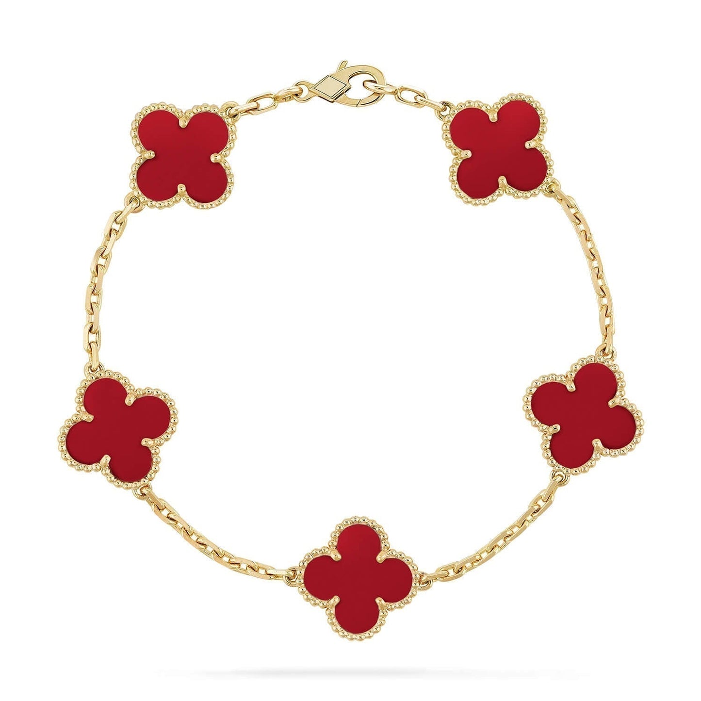 [Together]CLOVER 5 MOTIFS RED AGATE  BRACELET