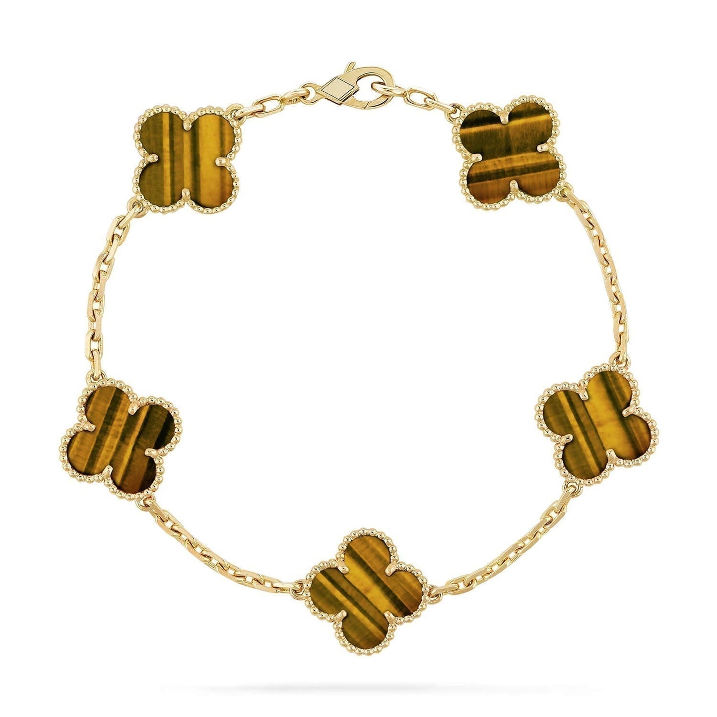 [Together]CLOVER  5 MOTIFS TIGER EYE BRACELET
