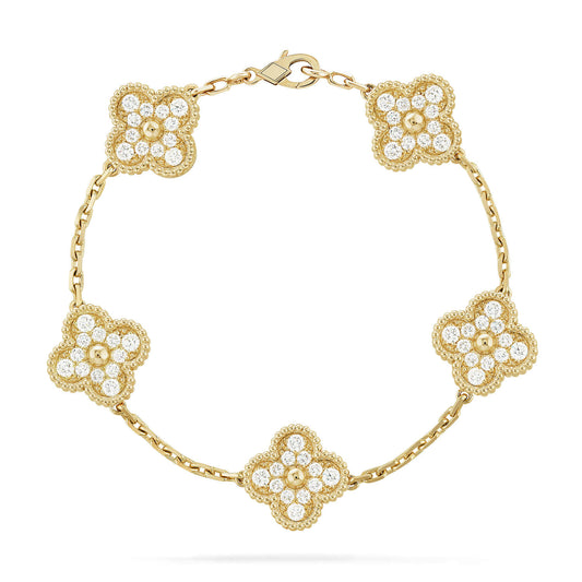 [Together]CLOVER 5 MOTIFS  FULL DIAMOND BRACELET