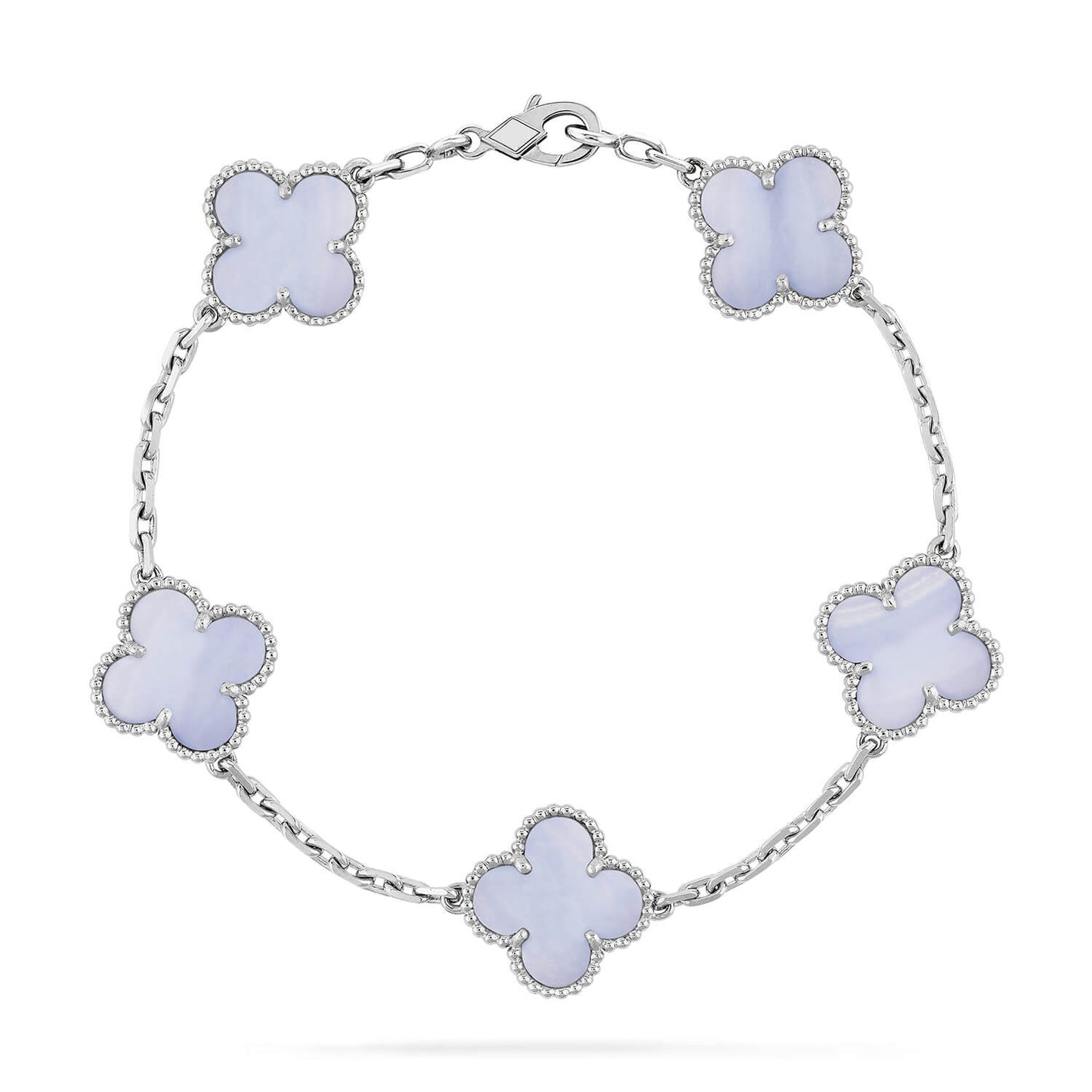 [Together]CLOVER  5 MOTIF PURPLE CHALCEDONY BRACELET SILVER