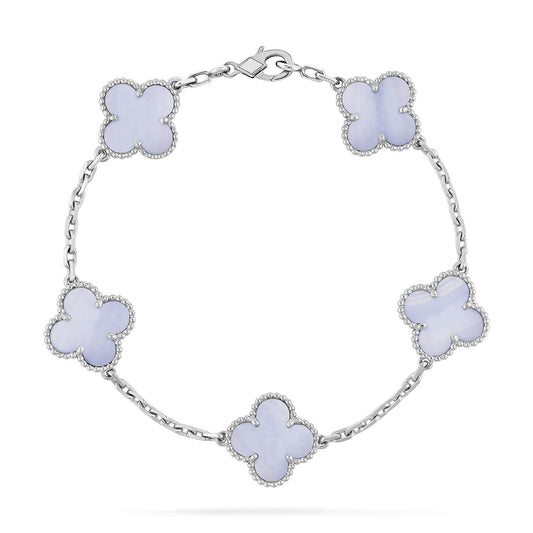 [Together]CLOVER  5 MOTIF PURPLE CHALCEDONY BRACELET SILVER