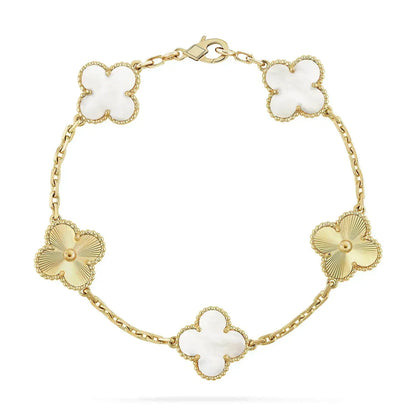 [Together]CLOVER BRACELET 5 MOTIF WHITE MOP PINK GOLD