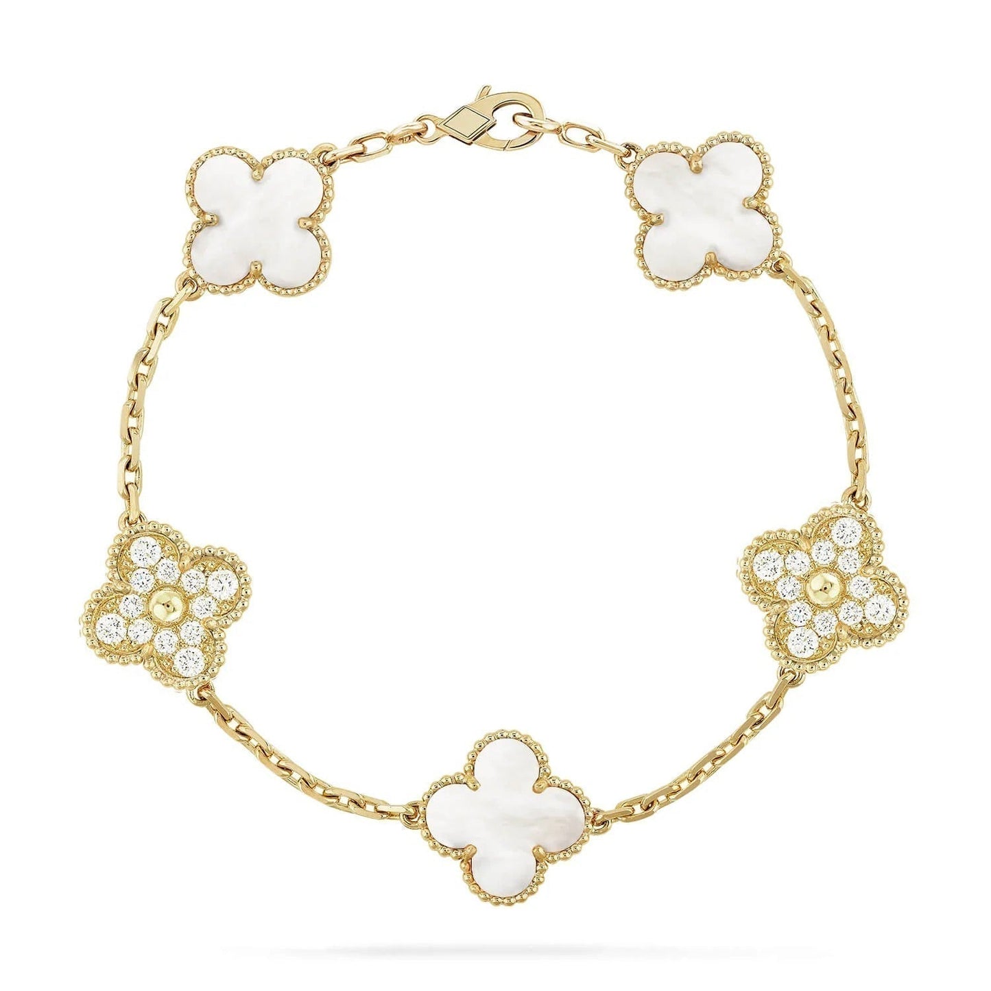 [Together]CLOVER BRACELET 5 MOTIF WHITE MOP DIAMOND