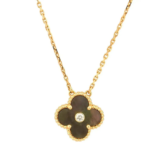 [Together]CLOVER 15MM DIAMOND AND MOTHER-OF-GREY NECKLACE