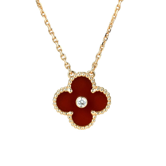[Together]CLOVER 15MM DIAMOND CARNELIAN NECKLACE
