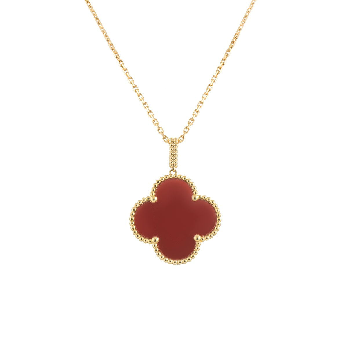[Together]CLOVER 25MM NECKLACE GOLD CARNELIAN