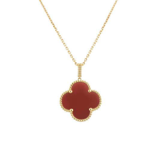 [Together]CLOVER 25MM NECKLACE GOLD CARNELIAN