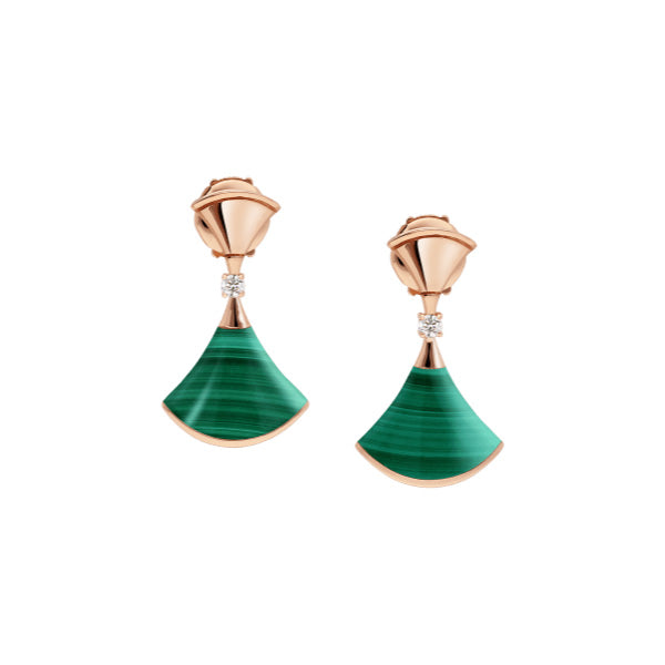 [Together Jewelry]DREAM MALACHITE PINK GOLD EARRINGS