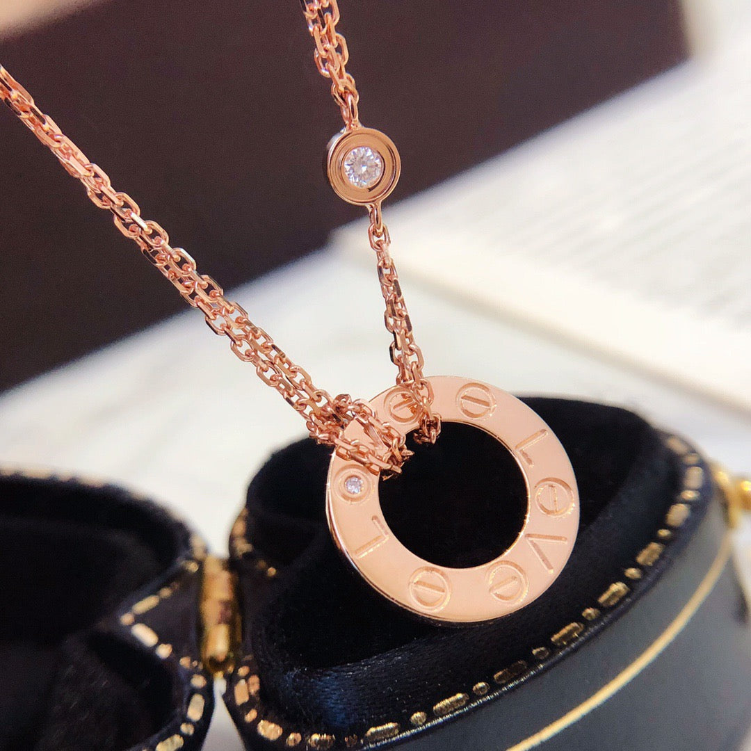 [Together Jewelry]LOVE NECKLACE 16MM 2 DIAMONDS