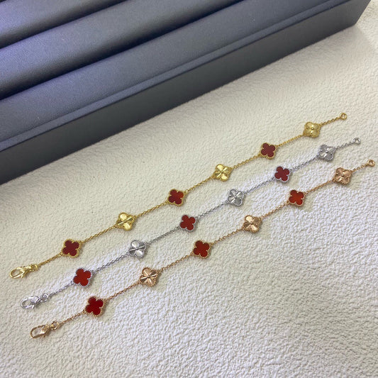 [Together]CLOVER 6 MOTIF RED AGATE LASER BRACELET