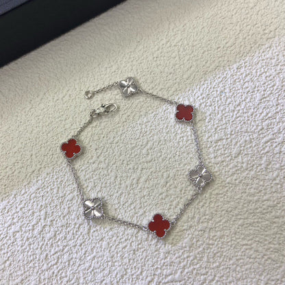[Together]CLOVER 6 MOTIF RED AGATE LASER BRACELET
