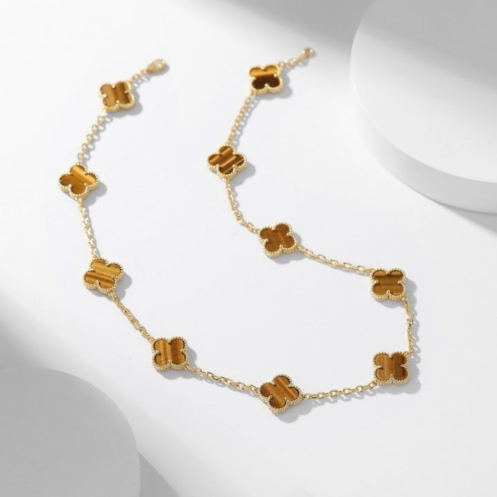 [Together]CLOVER 10 MOTIFS TIGER EYE NECKLACE