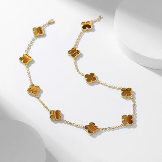 [Together]CLOVER 10 MOTIFS TIGER EYE NECKLACE