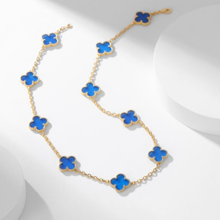 [Together]CLOVER 10 MOTIFS BLUE AGATE NECKLACE